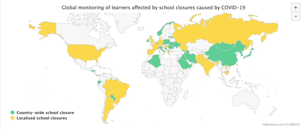 Coronavirus school closures - UNESCO - more than 400 million students can't go to school or university