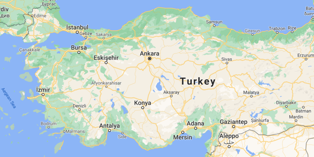 Map of Turkey - Istanbul, Antalya, Ankara, but also Alanya, Kalkan, Bursa, Trabzon, Fethiye, Marmaris and many more